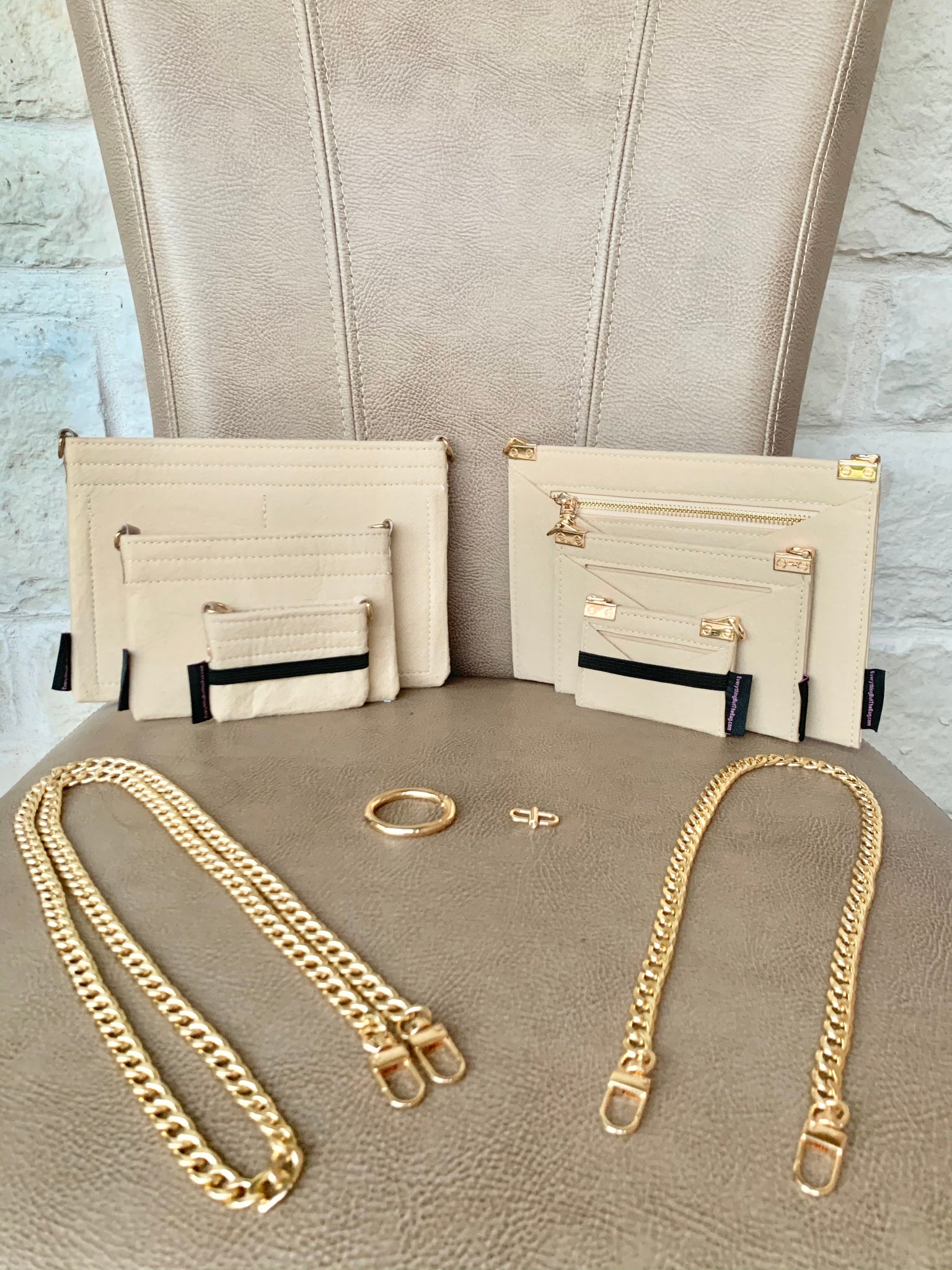 from Her Purse Organizer Insert Conversion Kit with Gold Chains Felt Handbag LV Kirigami Set of 3