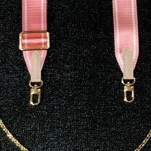 Load image into Gallery viewer, SPORTY STRIPED PINK ADJUSTABLE BANDOULIERÉ STRAP &amp; GOLD CHAIN
