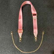 Load image into Gallery viewer, SPORTY STRIPED PINK ADJUSTABLE BANDOULIERÉ STRAP &amp; GOLD CHAIN
