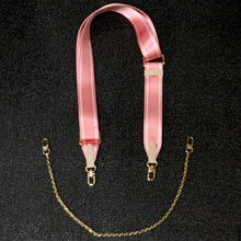 Load image into Gallery viewer, SPORTY STRIPED PINK ADJUSTABLE BANDOULIERÉ STRAP &amp; GOLD CHAIN
